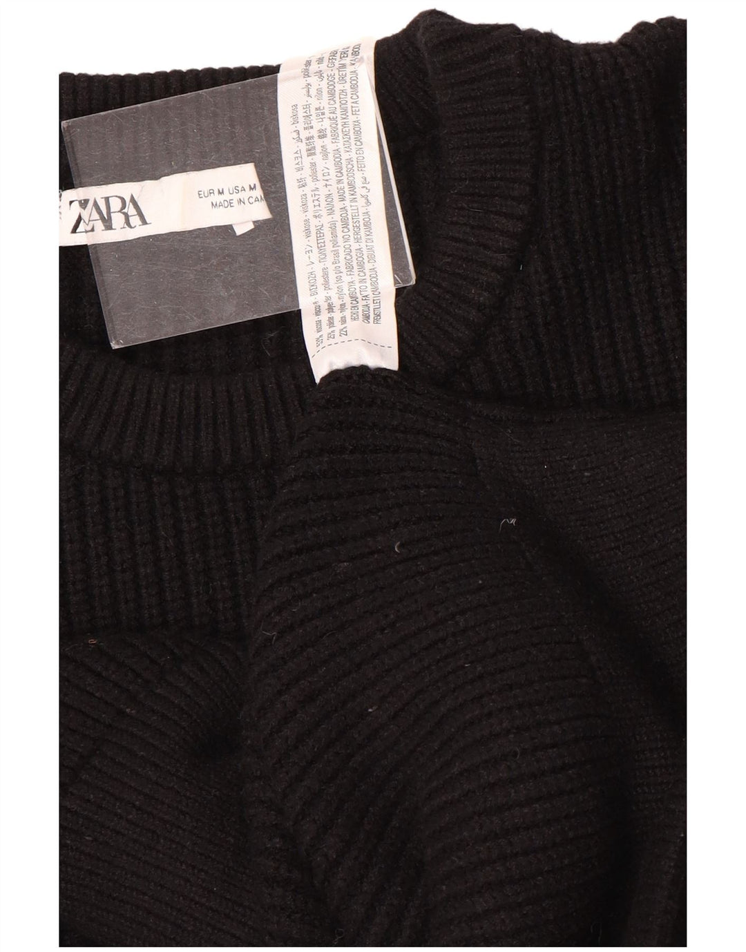 Maglione maglione girocollo da donna Zara UK 14 viscosa nera media