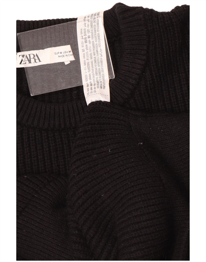 Maglione maglione girocollo da donna Zara UK 14 viscosa nera media
