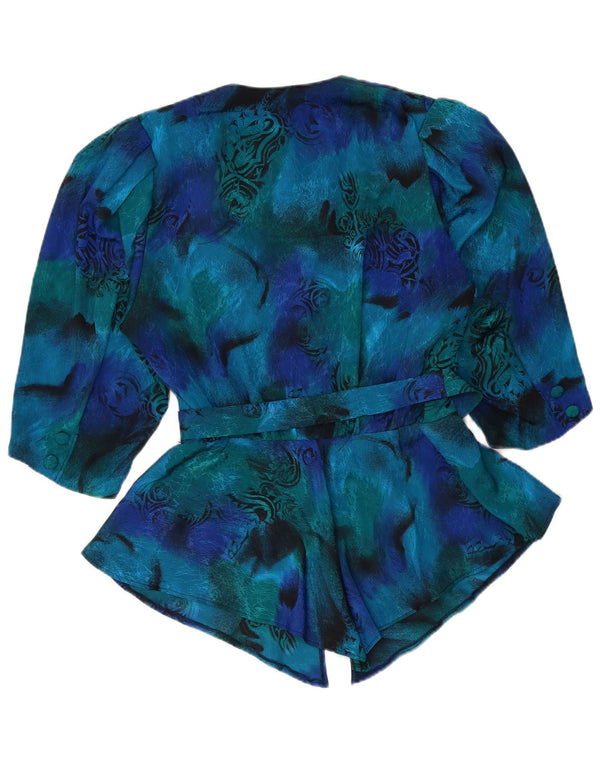 Camicetta vintage da donna a maniche corte UK 16 grande floreale blu
