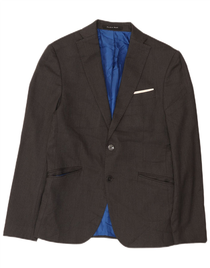 Giacca blazer a 2 bottoni da uomo Zara EU 46 piccola poliestere grigio