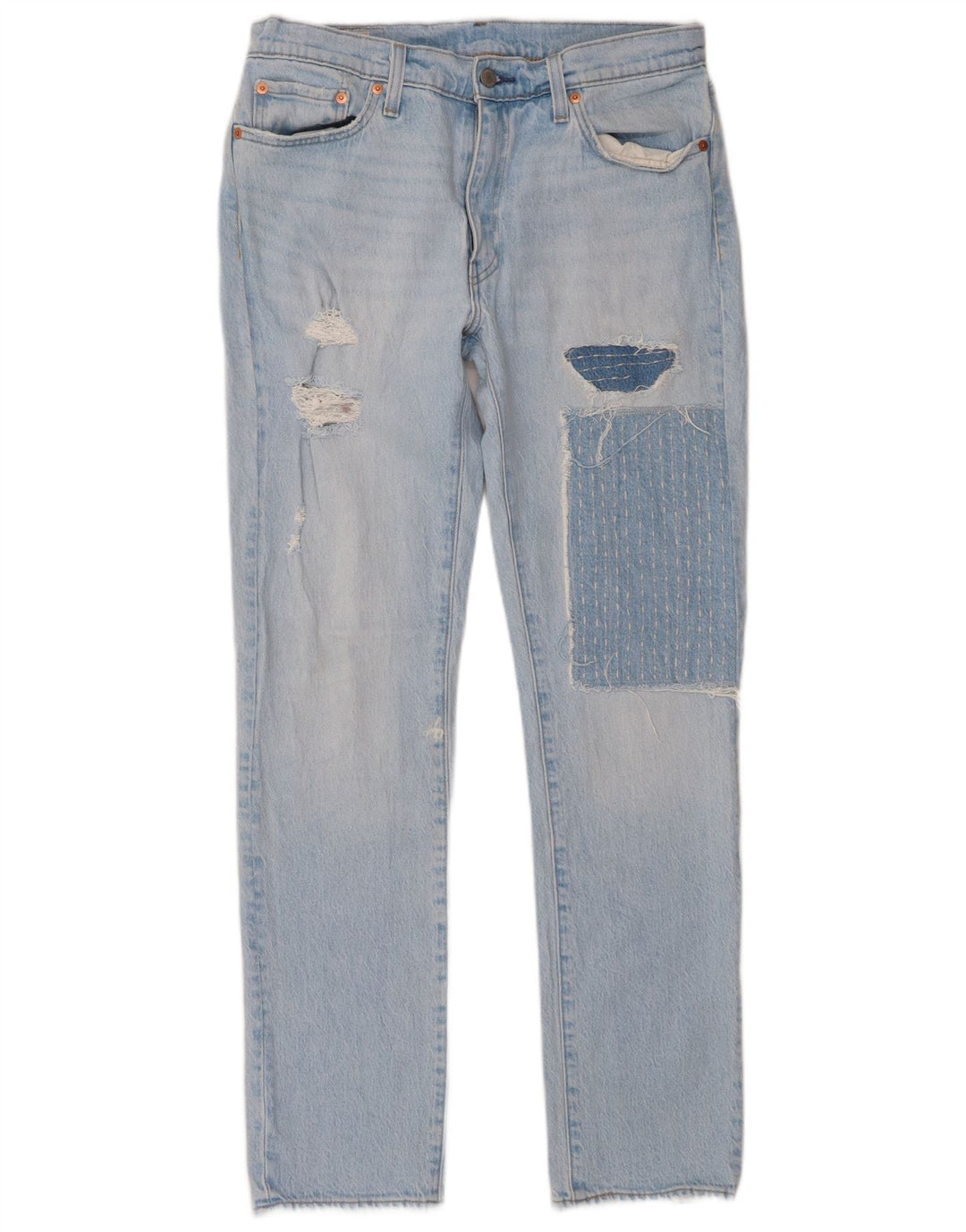Levi's Donna 511 Jeans slim effetto invecchiato W33 L32 Cotone patchwork blu