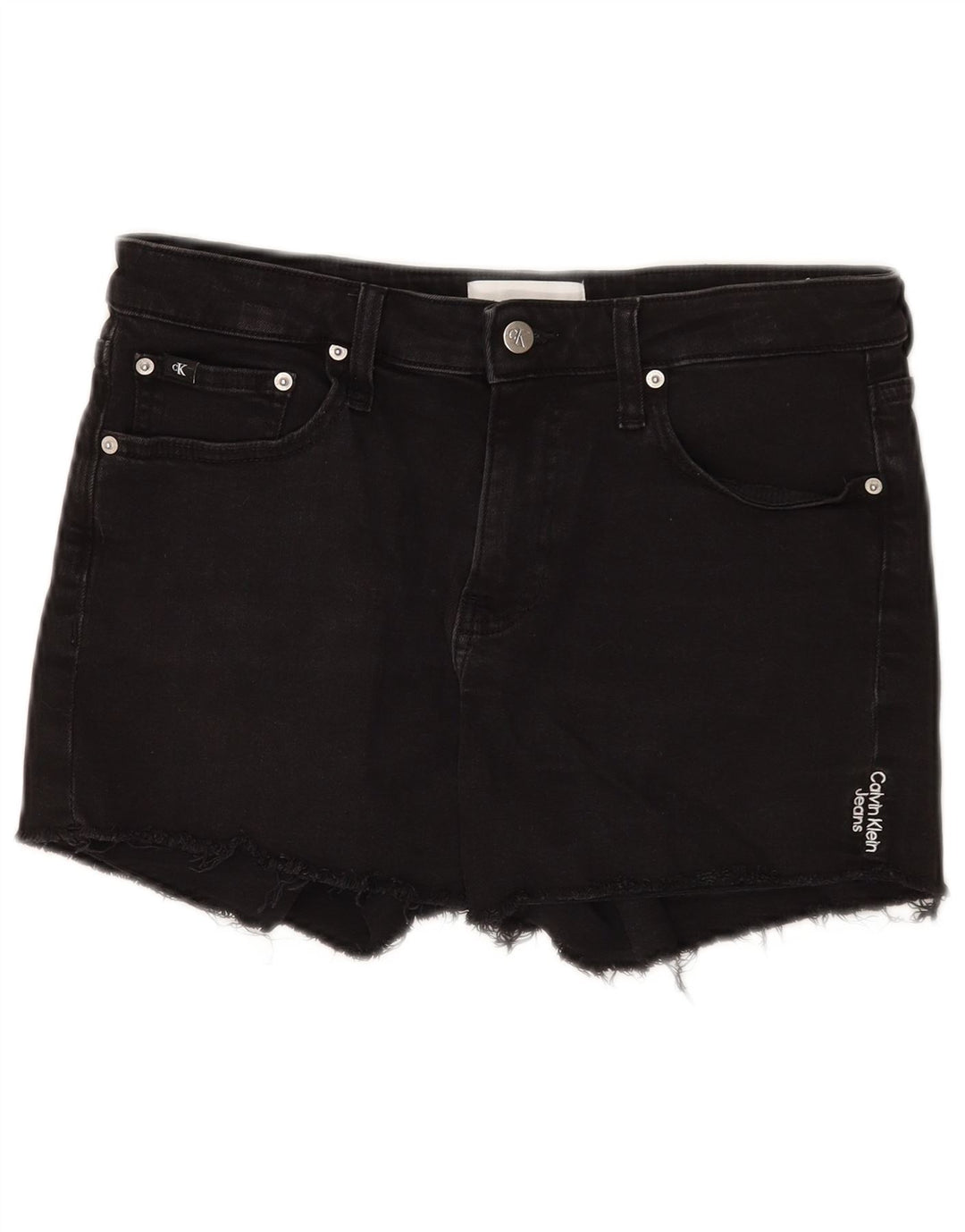 Pantaloncini di jeans da donna Calvin Klein W28 cotone nero medio