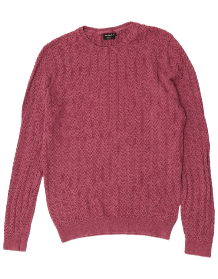 Maglione maglione girocollo da uomo Massimo Dutti grande cotone bordeaux