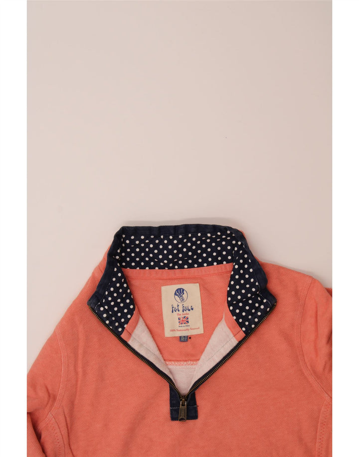 FAT FACE Womens Zip Neck Sweatshirt Jumper UK 12 Medium Pink Cotton Vintage Fat Face and Second-Hand Fat Face from Messina Hembry 