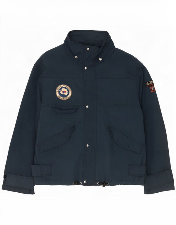 Giacca antipioggia da uomo con cappuccio Napapijri UK 40 Large Blu Navy in cotone