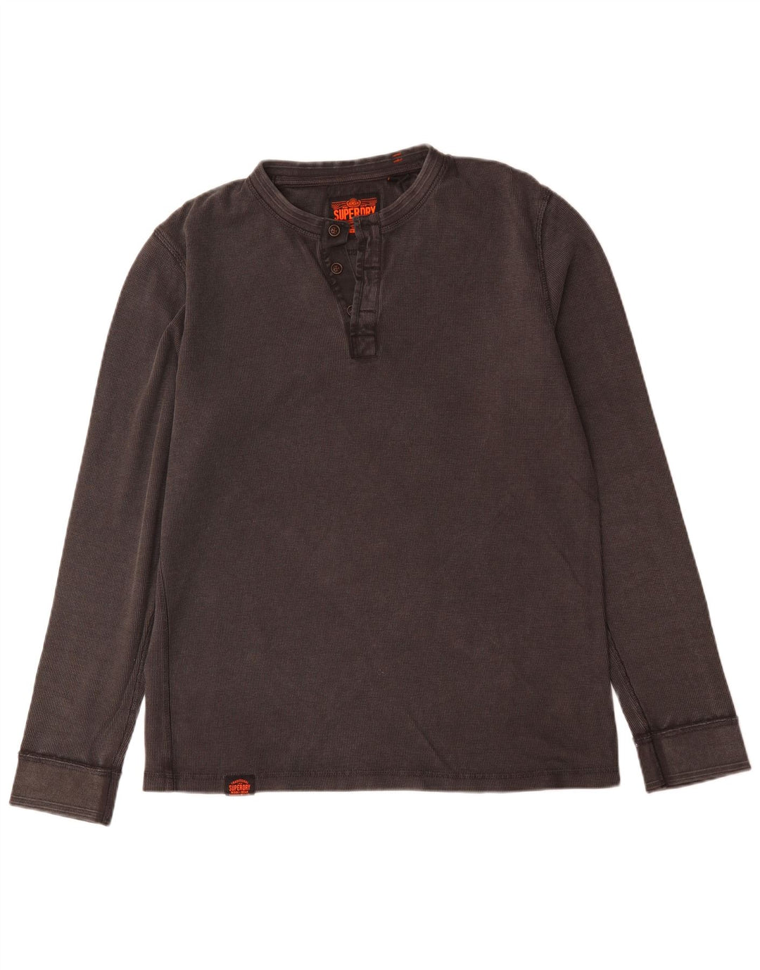 Top da uomo a maniche lunghe Superdry in cotone grigio grande
