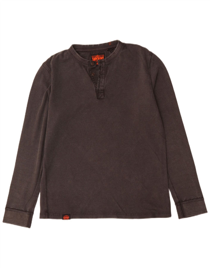 Top da uomo a maniche lunghe Superdry in cotone grigio grande