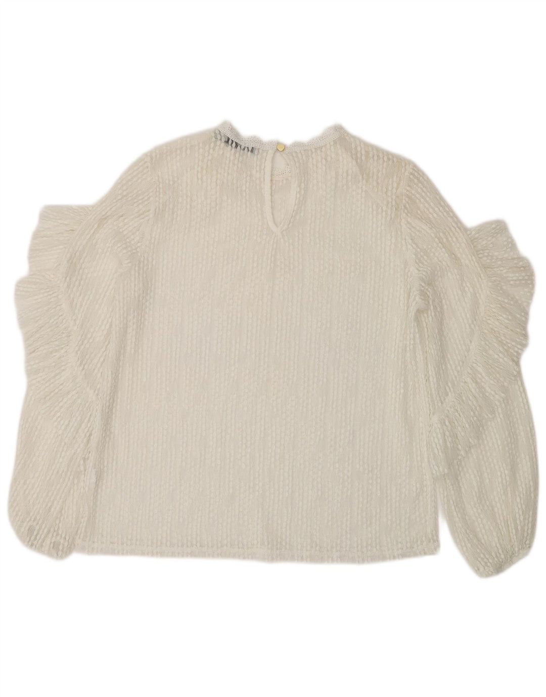 Top trasparente in pizzo a maniche lunghe da donna Oasis UK 14 Medio Bianco