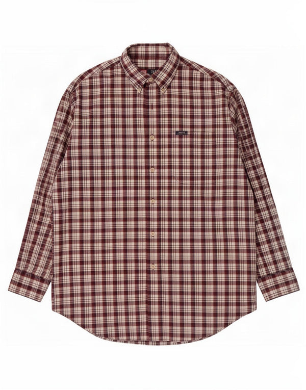 Camicia da uomo Chaps Ralph Lauren grande in cotone a quadri bordeaux