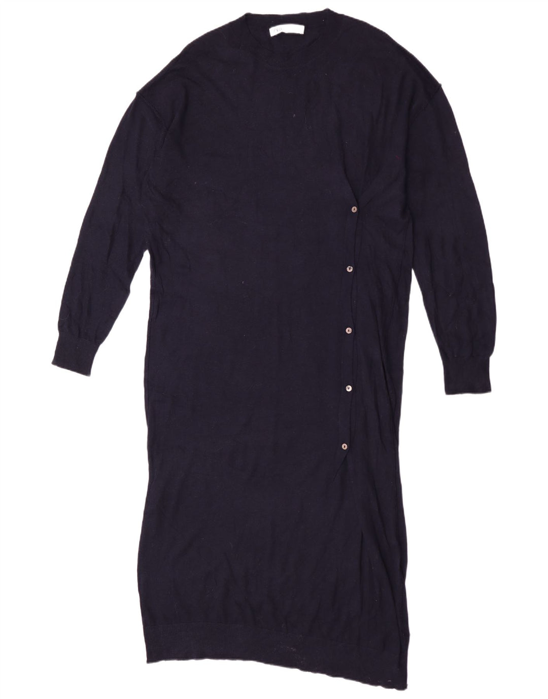 Abito maglione a maniche lunghe maxi da donna Zara UK 14 Poliestere blu navy medio
