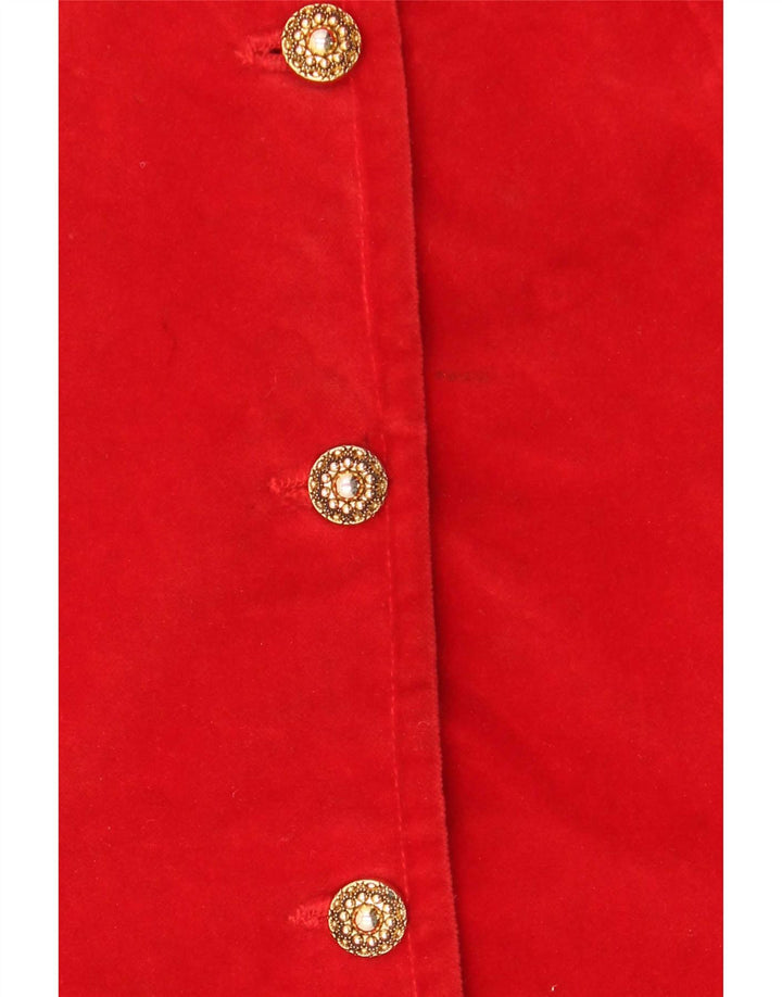 Giacca vintage da donna in velluto a 5 bottoni in velluto UK 10 piccola in cotone rosso