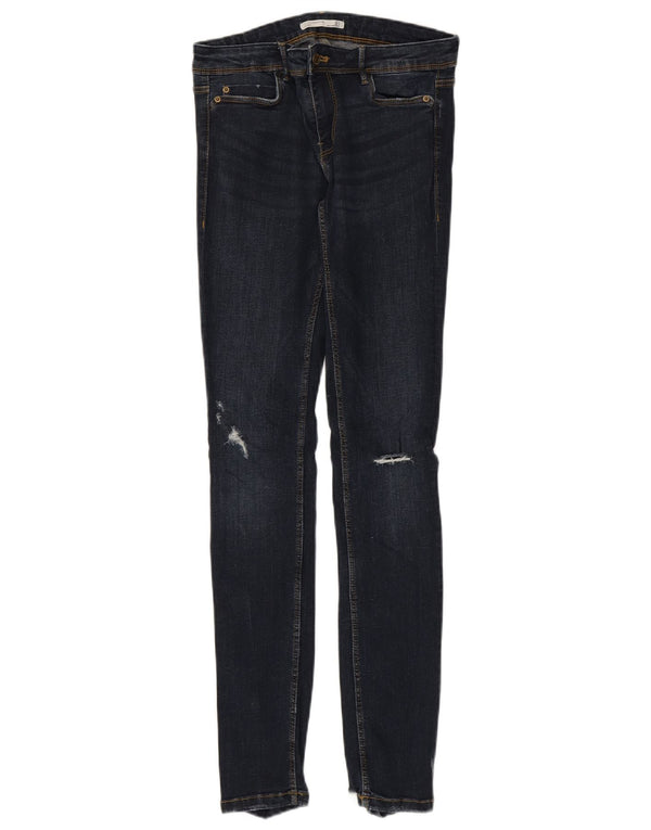 Jeans skinny effetto invecchiato da donna Zara EU 38 Small W28 L31 Blu navy