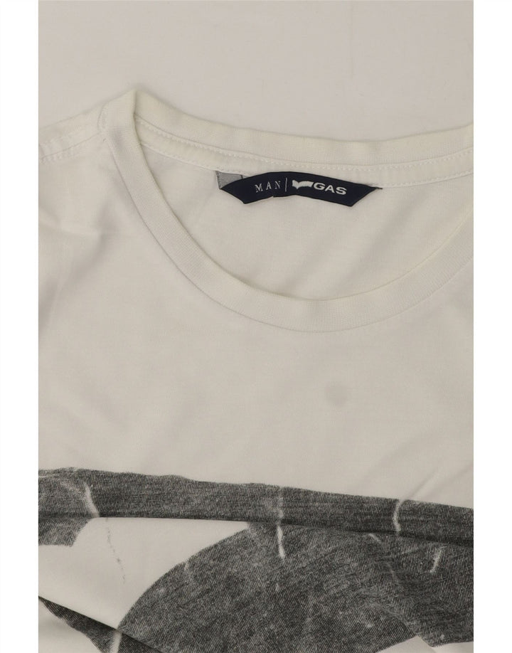 T-shirt grafica da uomo Gas Top piccola in cotone bianco