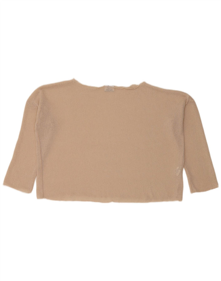 Top corto oversize da donna Zara manica 3/4 UK 10 piccolo poliestere beige
