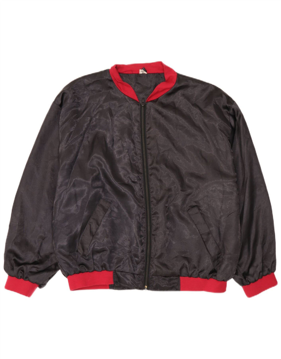 Giubbotto bomber vintage da uomo UK 38 medio nero color block in poliammide