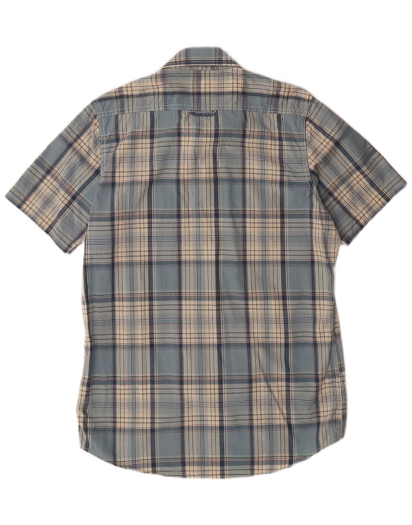 Camicia a maniche corte da uomo SUPERDRY XL in cotone a quadri blu