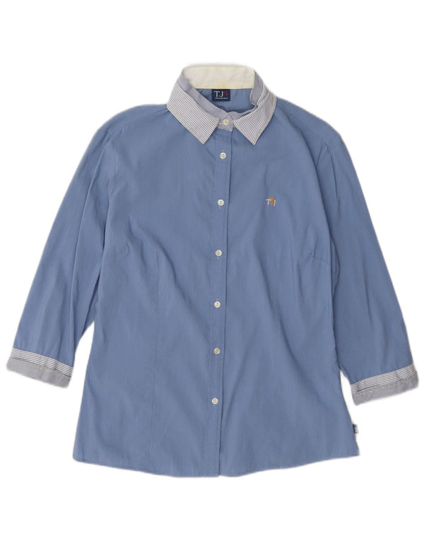 Camicia Trussardi Jeans Donna Manica 3/4 UK 12 Gessato Blu Medio