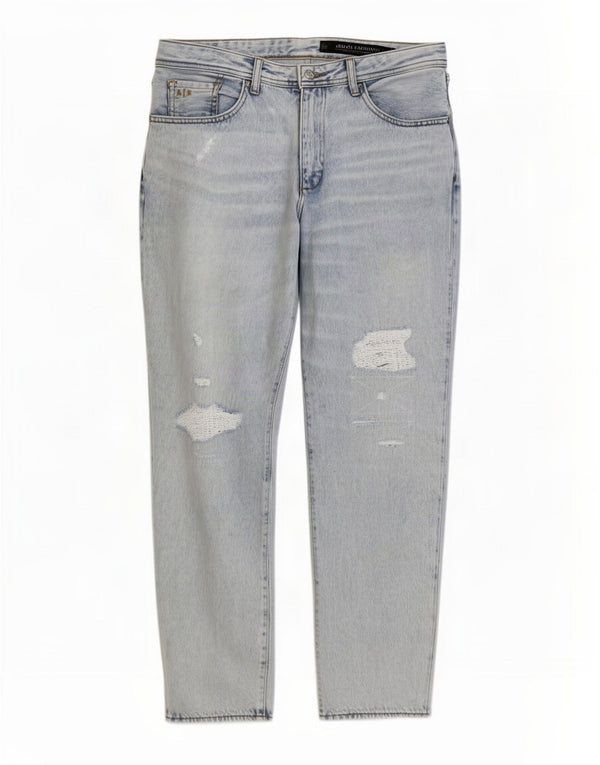 Armani Exchange Uomo Carota Distressed Jeans Slim W29 L28 Cotone Blu