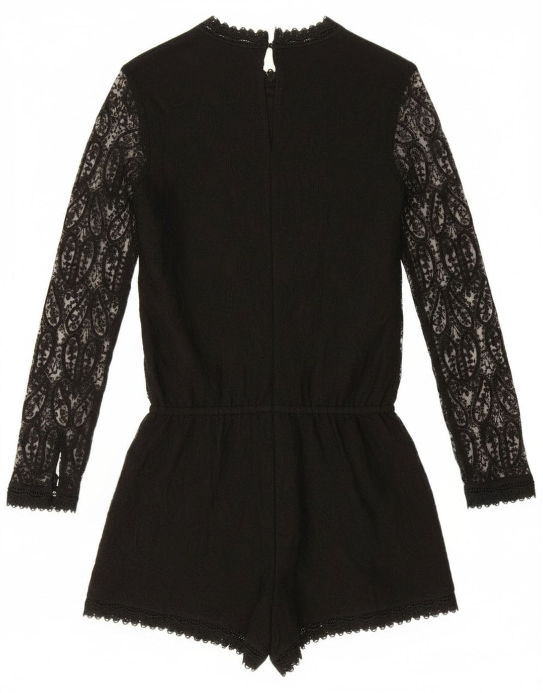 Tutina corta a maniche lunghe da donna Zara UK 10 piccola poliestere nero con motivo cachemire