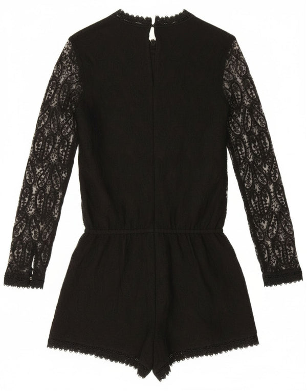 Tutina corta a maniche lunghe da donna Zara UK 10 piccola poliestere nero con motivo cachemire