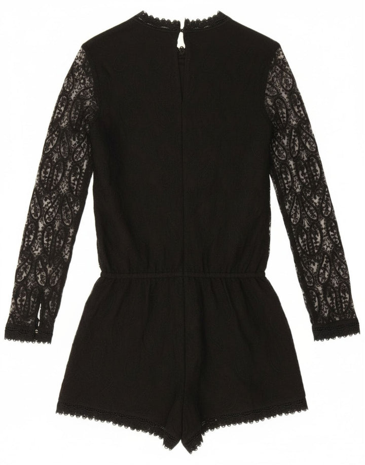 Tutina corta a maniche lunghe da donna Zara UK 10 piccola poliestere nero con motivo cachemire