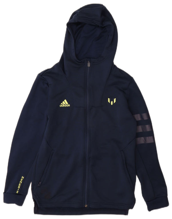 Felpa con cappuccio e zip Adidas MESSI da ragazzo, 11-12 anni, in poliestere blu navy