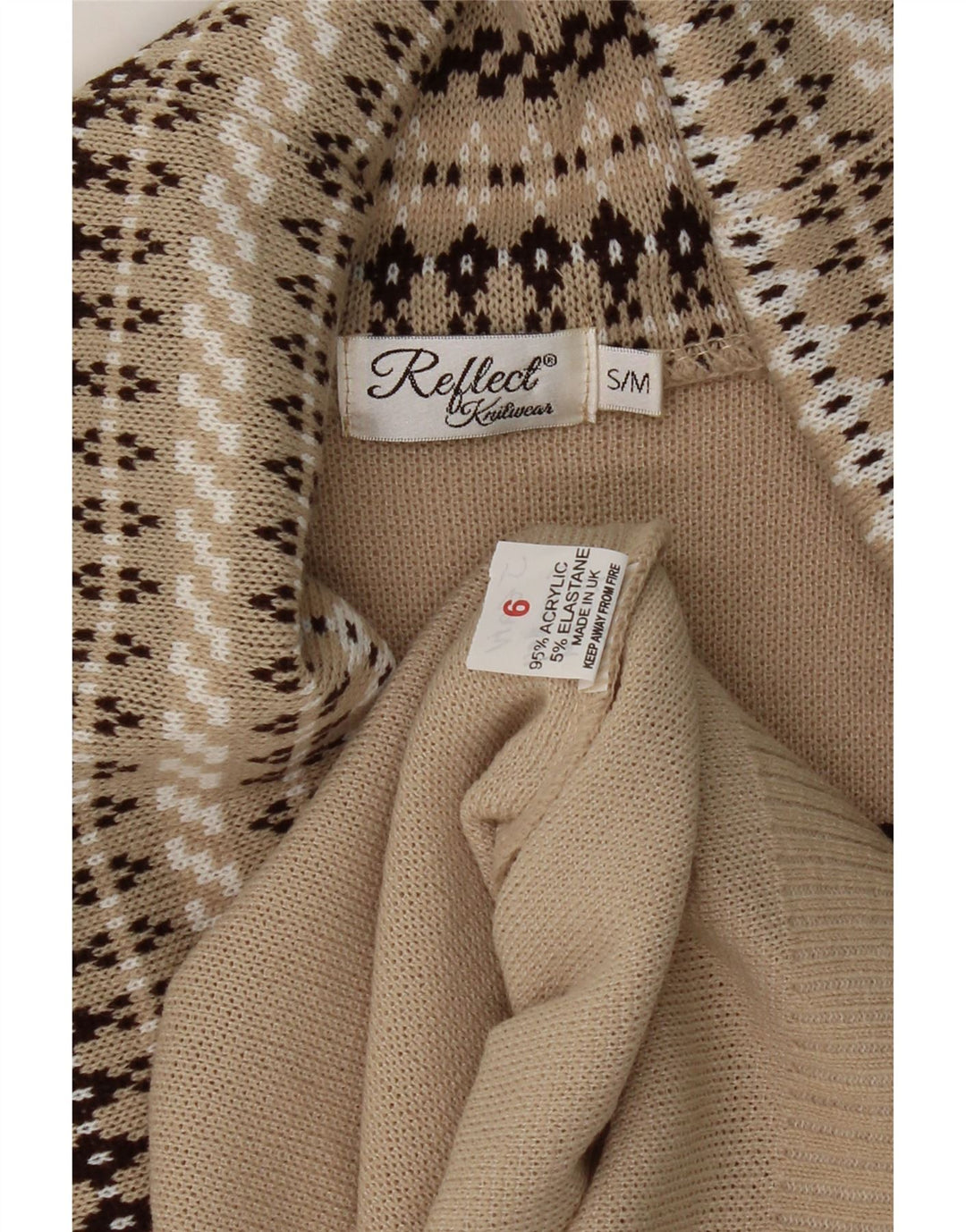 REFLECT Womens Roll Neck Jumper Sweater UK 10 Small Beige Acrylic Vintage Reflect and Second-Hand Reflect from Messina Hembry 