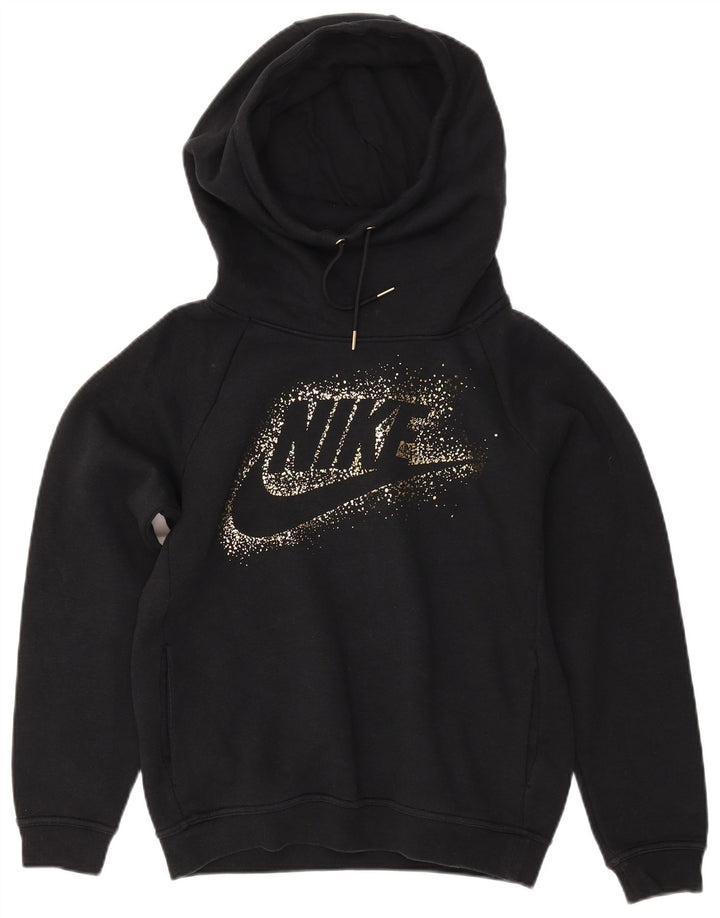 Felpa con cappuccio grafica oversize da donna NIKE UK 10 piccola in cotone nero