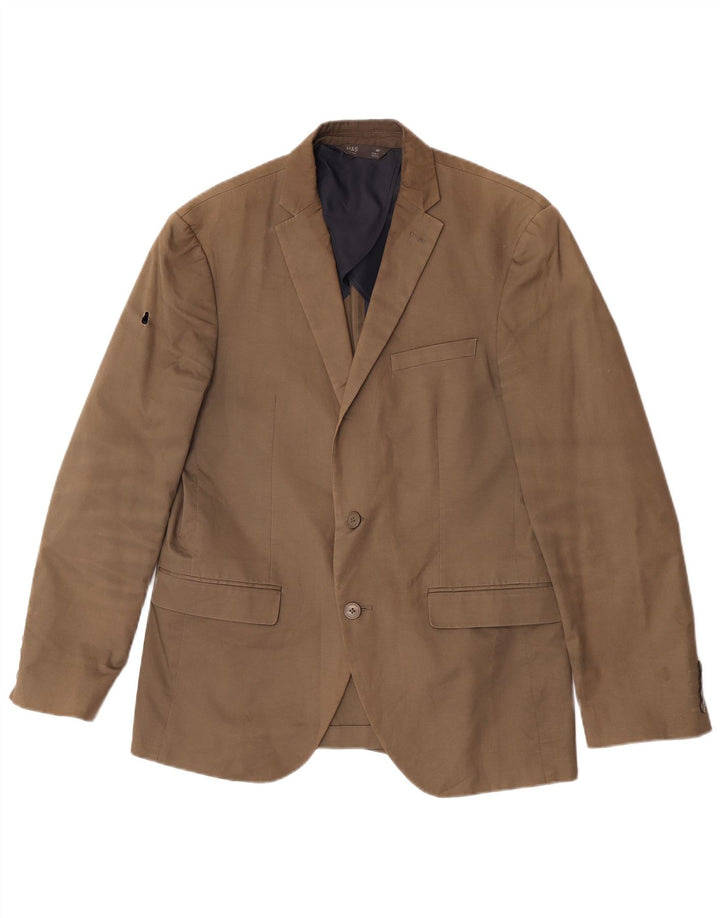 Giacca blazer a 2 bottoni Marks & Spencer da uomo UK 40 cotone kaki medio