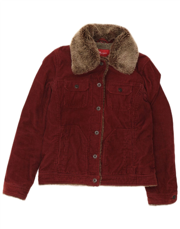 Giacca da donna in velluto a coste Monsoon UK 10 piccola in cotone bordeaux