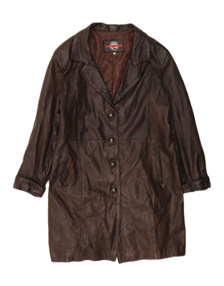 DALLAS Womens Leather Coat IT 50 XL Brown Leather Vintage Dallas and Second-Hand Dallas from Messina Hembry 