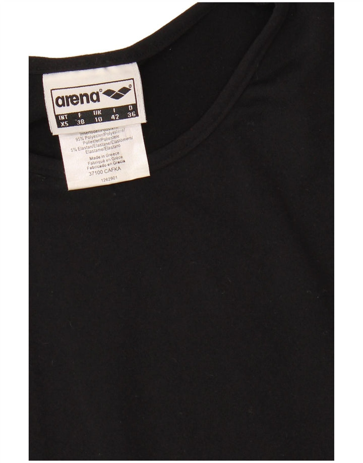 Arena - T-shirt corta da donna, taglia UK 10, piccola, in poliestere color block nero