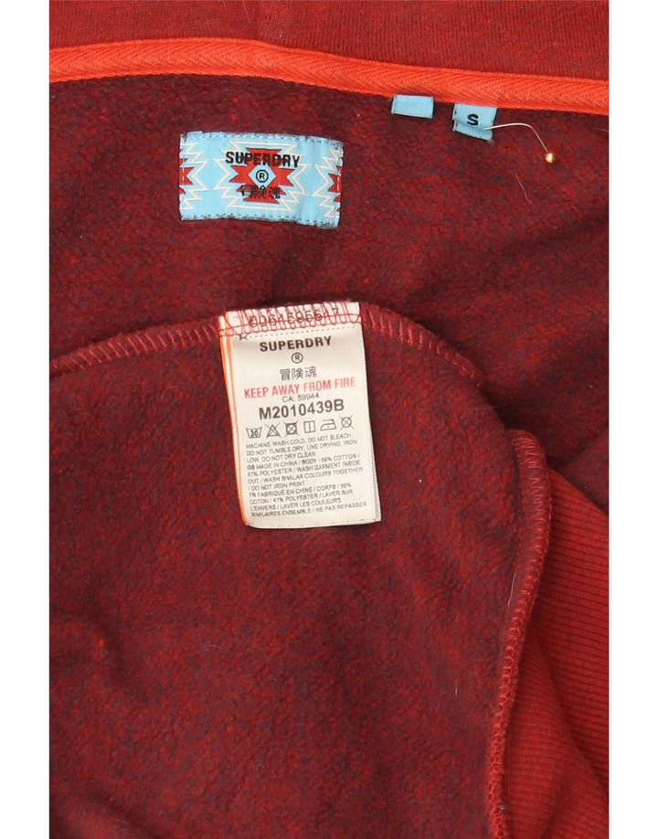 Maglione con cappuccio e zip da uomo Superdry piccolo in cotone rosso