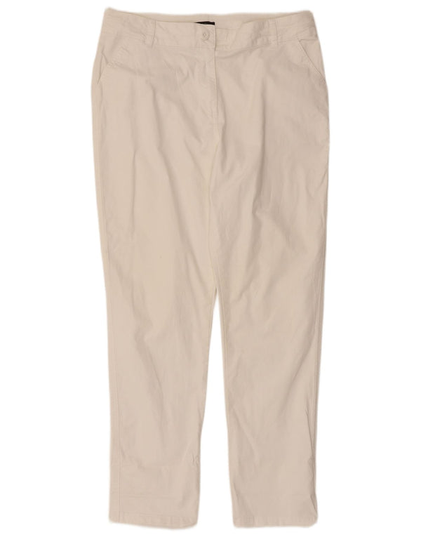 M&Co Womens Slim Chino Trousers UK 14 Large W34 L29 White Cotton