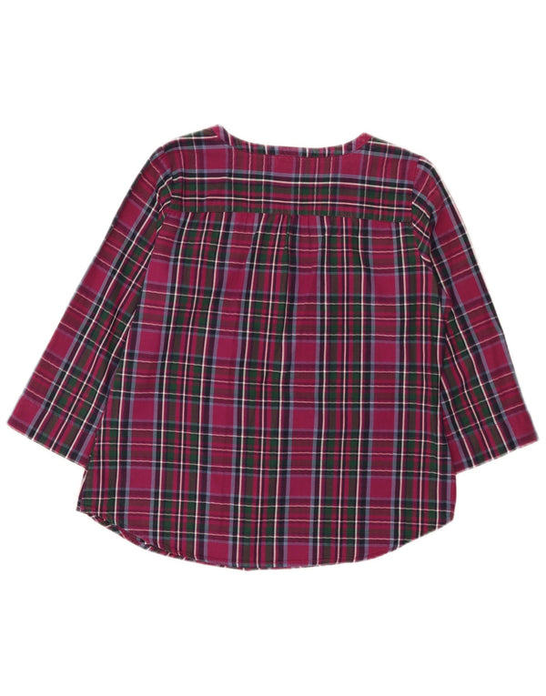 Camicia pullover con maniche a 3/4 da donna Fat Face UK 14 Cotone a quadri marrone medio