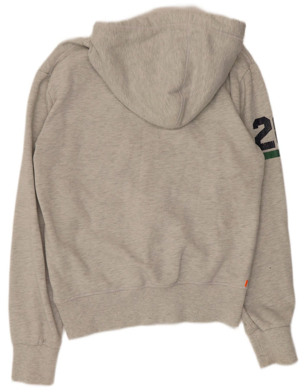 Maglione con cappuccio grafico oversize da donna Superdry UK 10 piccolo cotone grigio