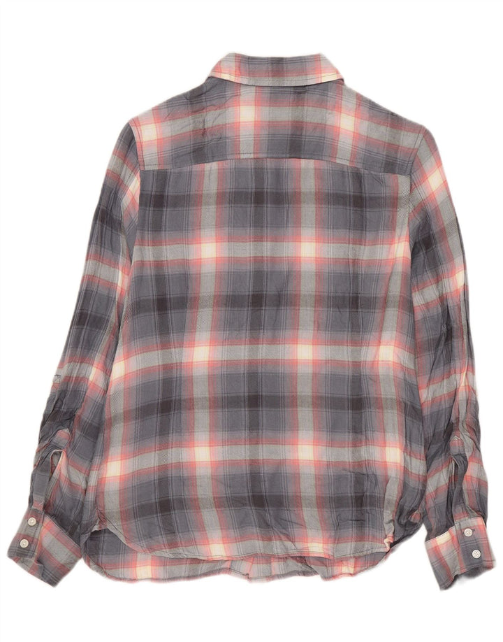 Camicia da donna Tommy Hilfiger UK 10 Small Rayon a quadri grigi