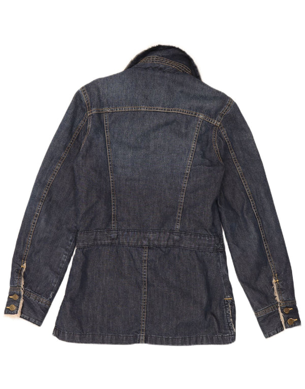 Giacca Lee Sherpa in denim da donna UK 14 grande cotone blu