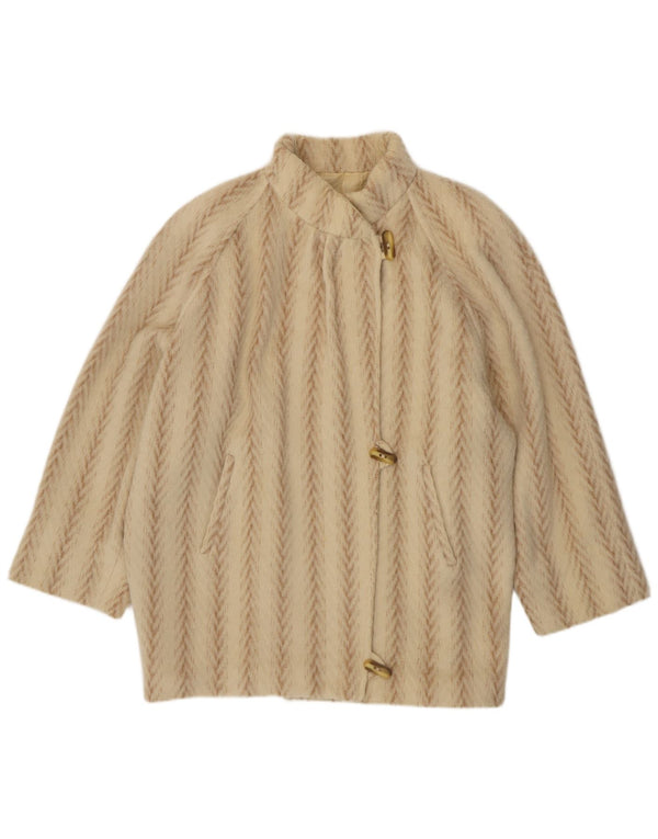 Montgomery oversize da donna Arezia UK 20 2XL Lana a spina di pesce beige