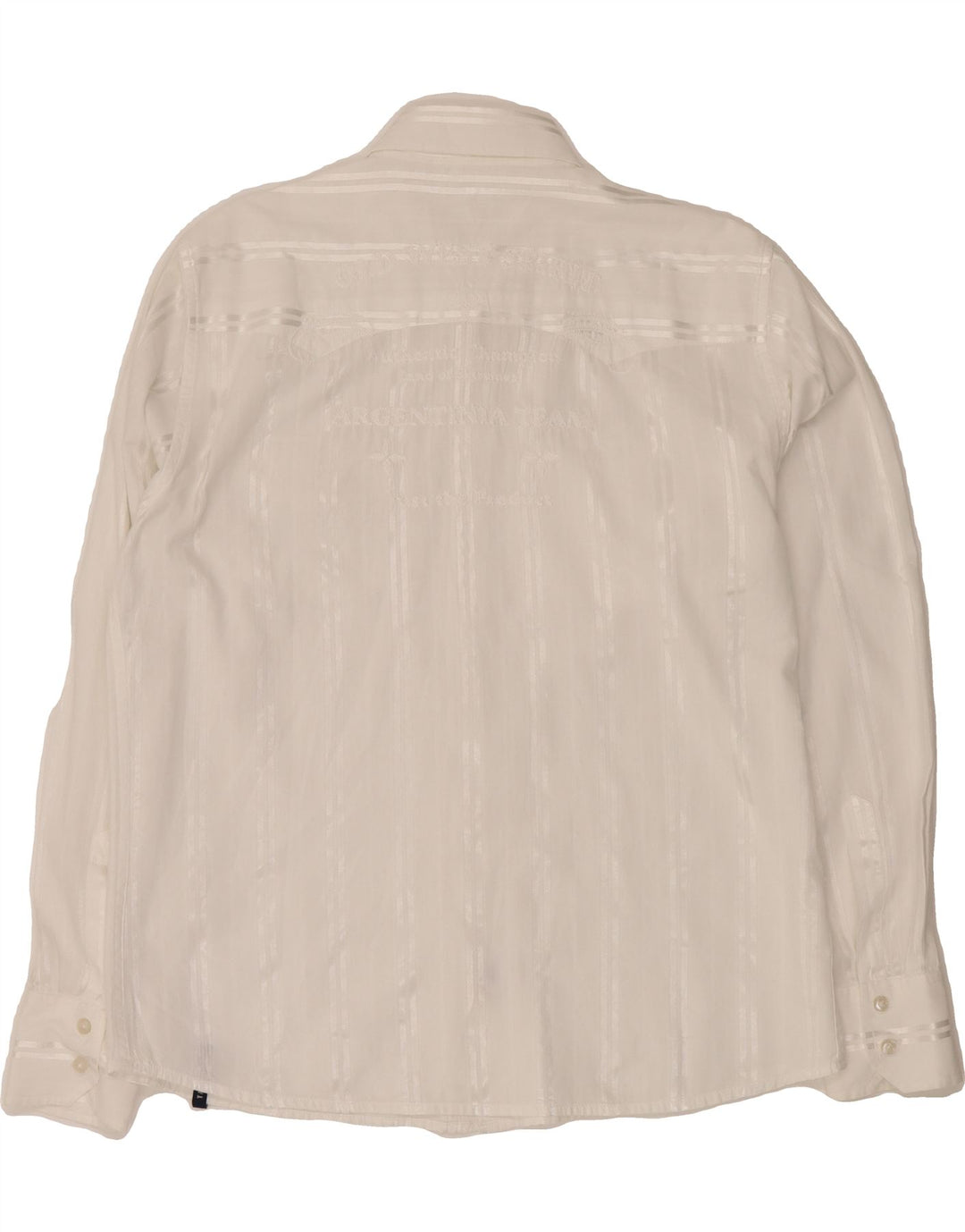 ON TANTUM Mens Shirt Large White Striped Cotton Vintage ON Tantum and Second-Hand ON Tantum from Messina Hembry 