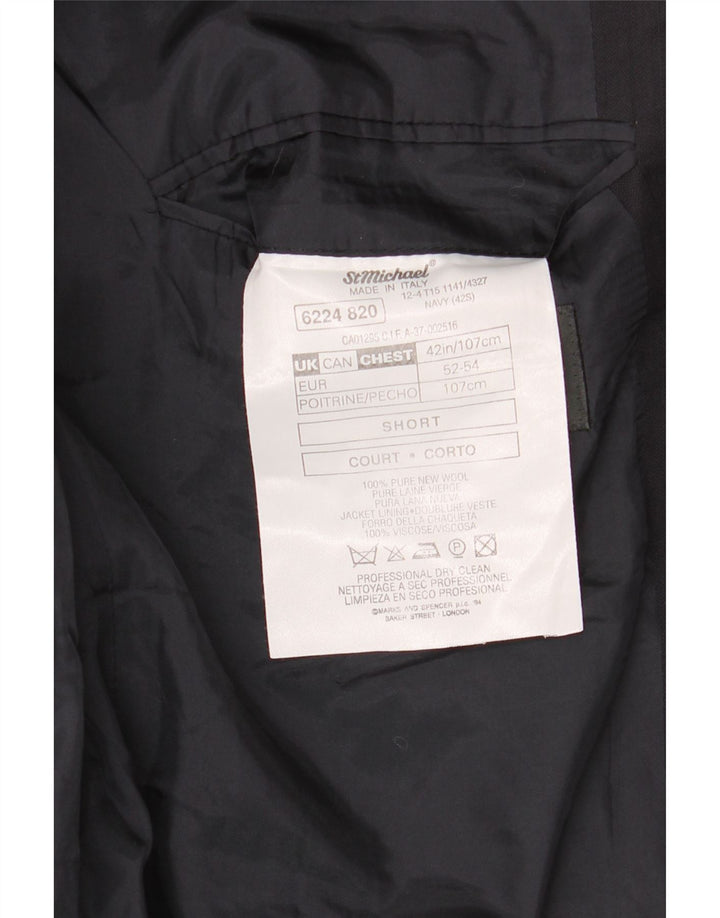 Giacca blazer a 2 bottoni da uomo Marks & Spencer UK 42 XL Blu navy in lana vergine