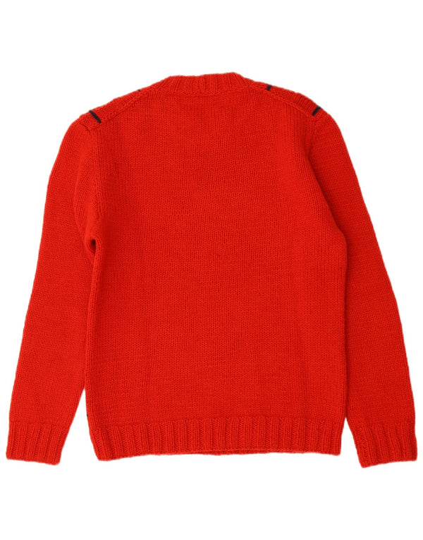 Maglione maglione girocollo da donna vintage UK 16 grande quadretto rosso