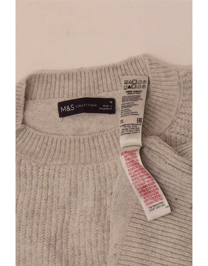 Maglione maglione girocollo da donna Marks & Spencer UK 14 Grigio medio a righe