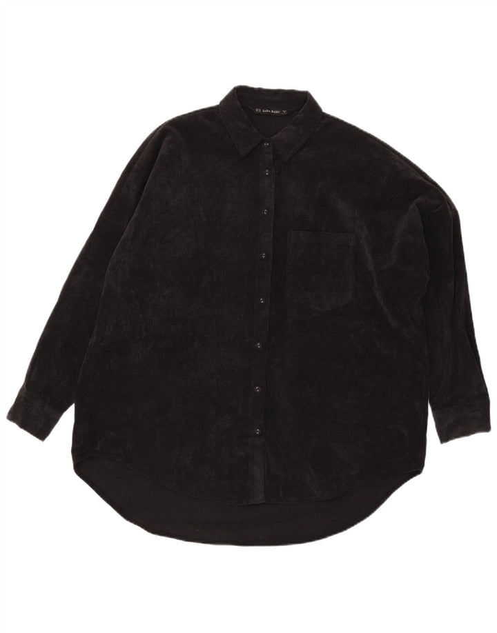 Camicia da donna oversize in velluto a coste Zara UK 6 XS poliestere nero