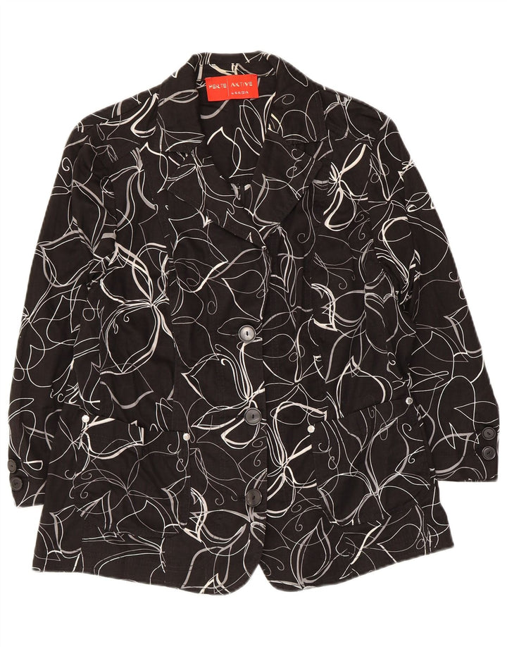 Giacca blazer da donna a 3 bottoni Perte by Krizia UK 12 medio nero floreale