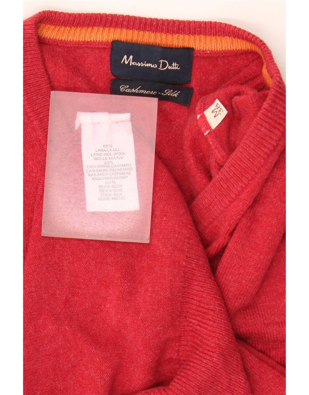 Massimo Dutti Maglione da uomo con scollo a V in lana rossa media