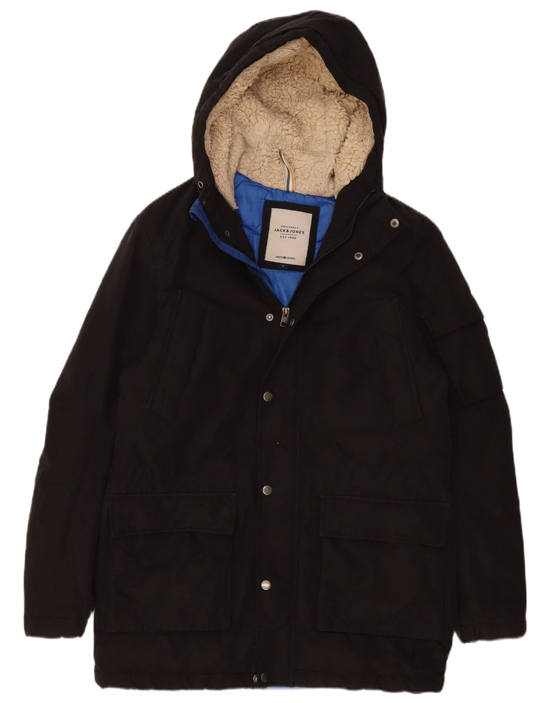 Giacca imbottita con cappuccio da uomo Jack & Jones UK 36 piccola poliestere nero