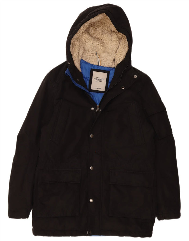 Giacca imbottita con cappuccio da uomo Jack & Jones UK 36 piccola poliestere nero