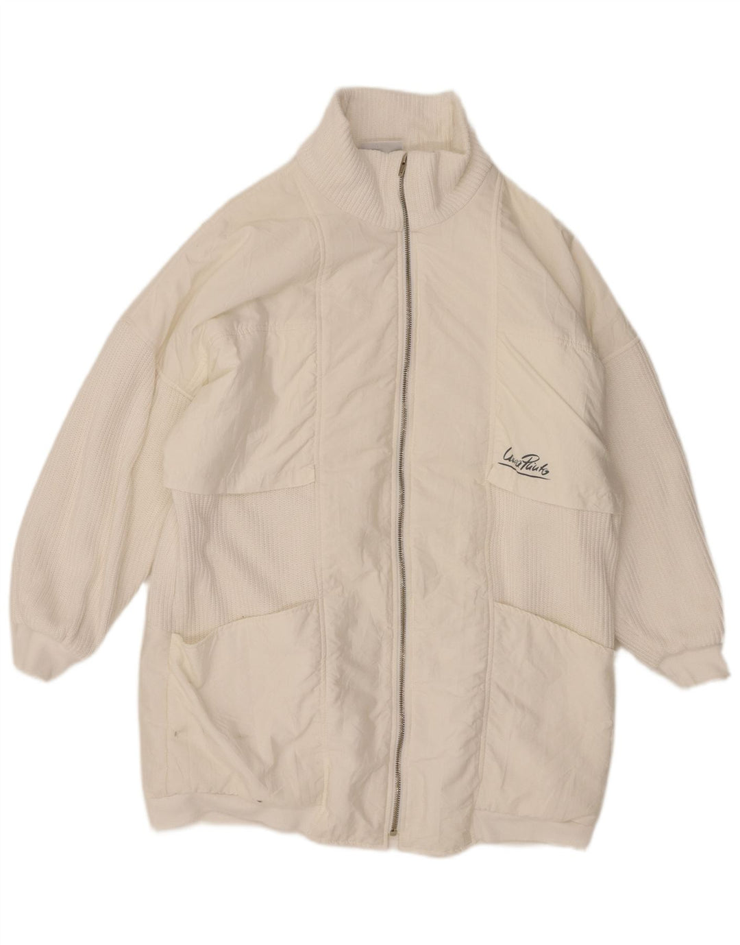 Cappotto giacca a vento oversize da donna VINTAGE EU 38 medio bianco poliammide