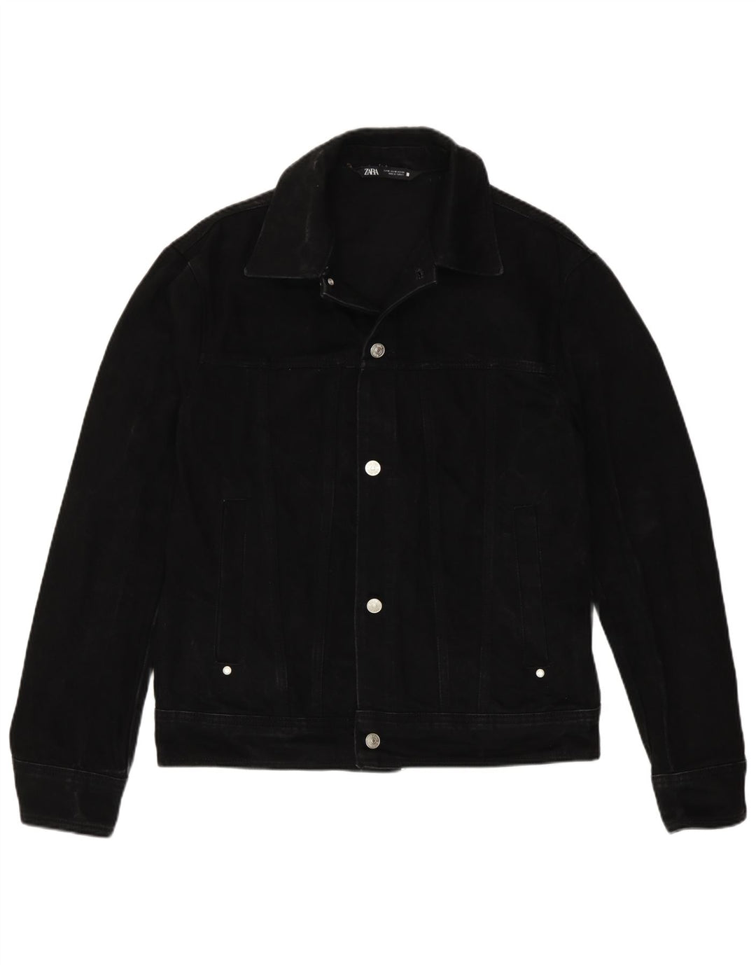 Giacca di jeans da uomo Zara UK 38 cotone nero medio